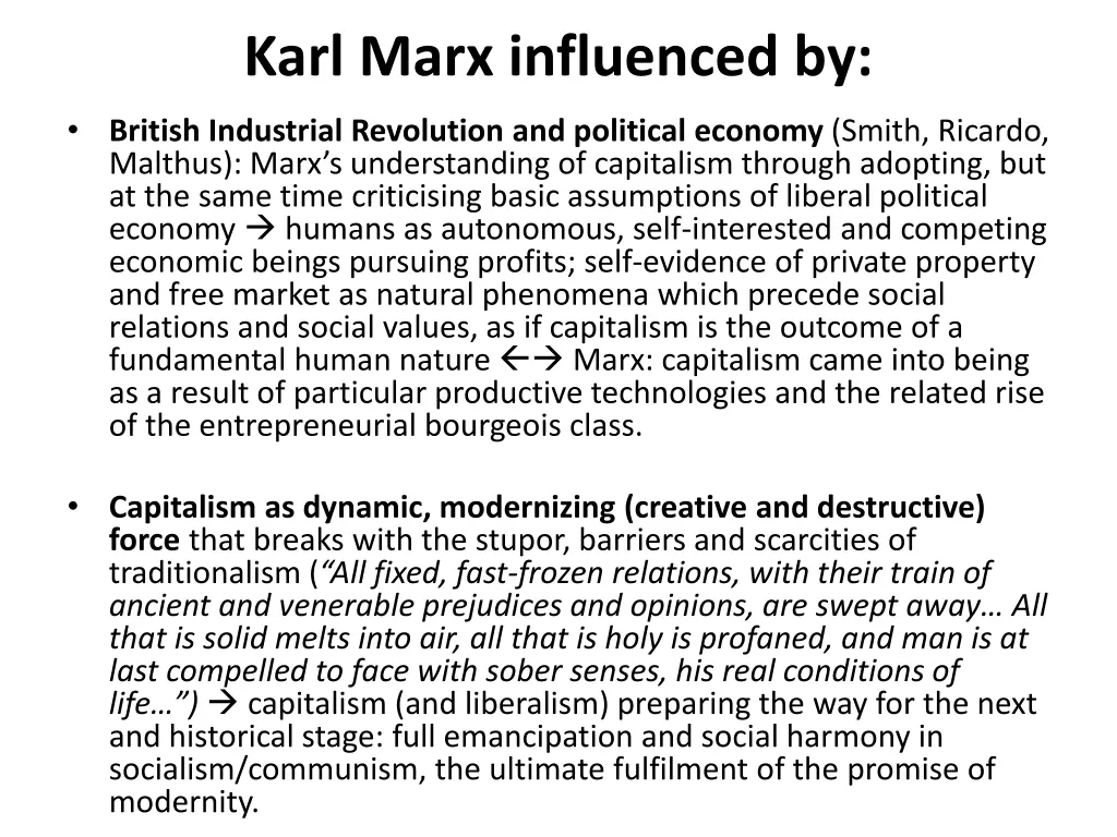 karl marx influenced by 1