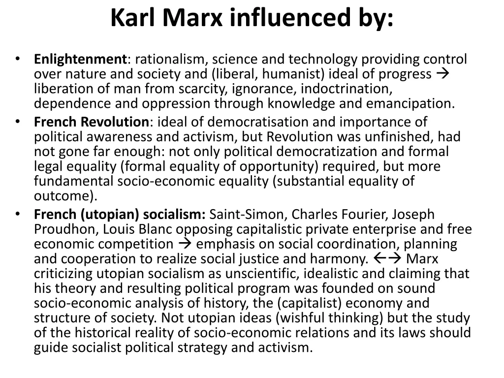 karl marx influenced by
