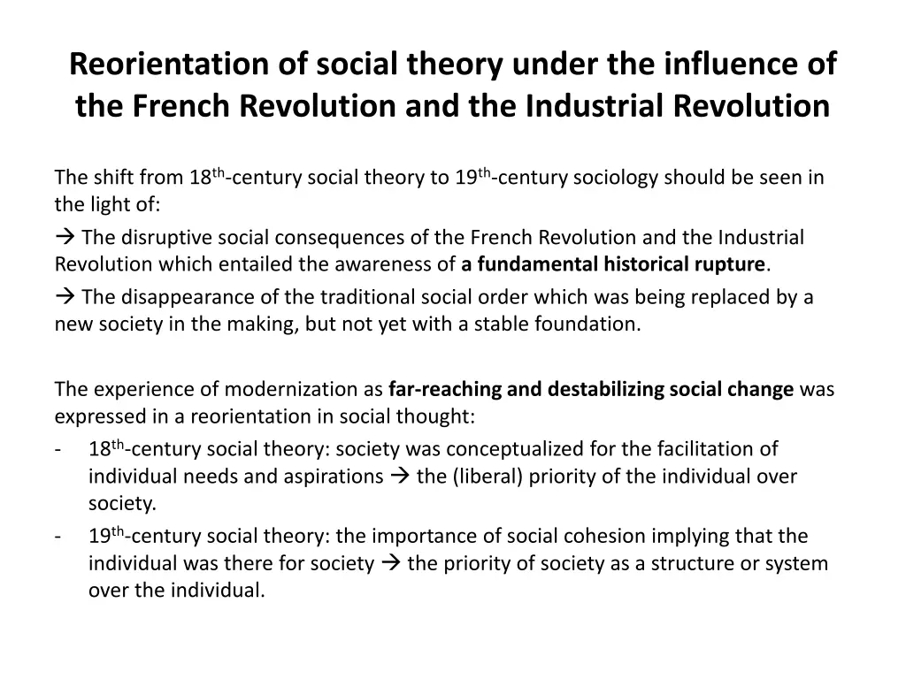 reorientation of social theory under
