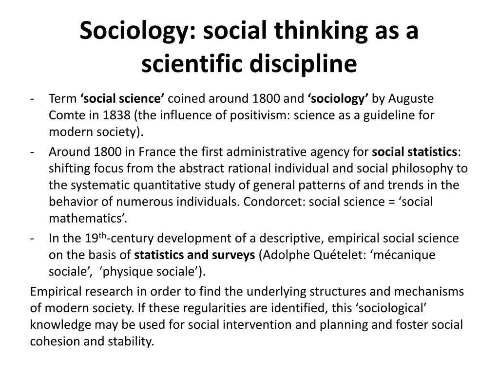 sociology social thinking as a scientific