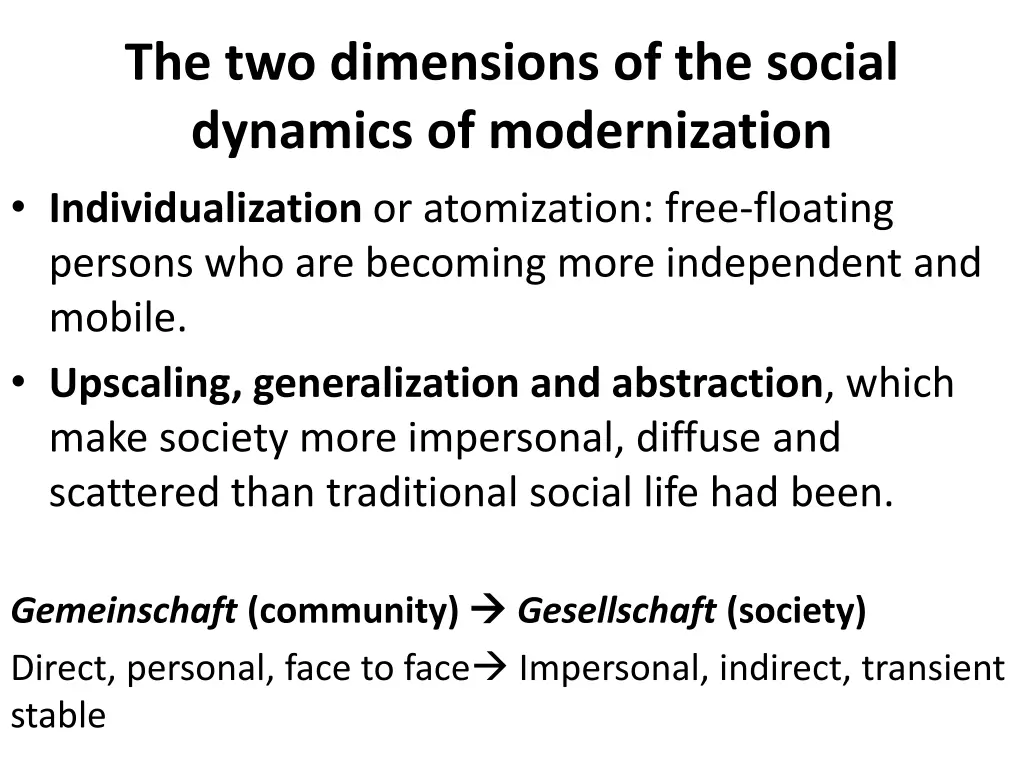 the two dimensions of the social dynamics