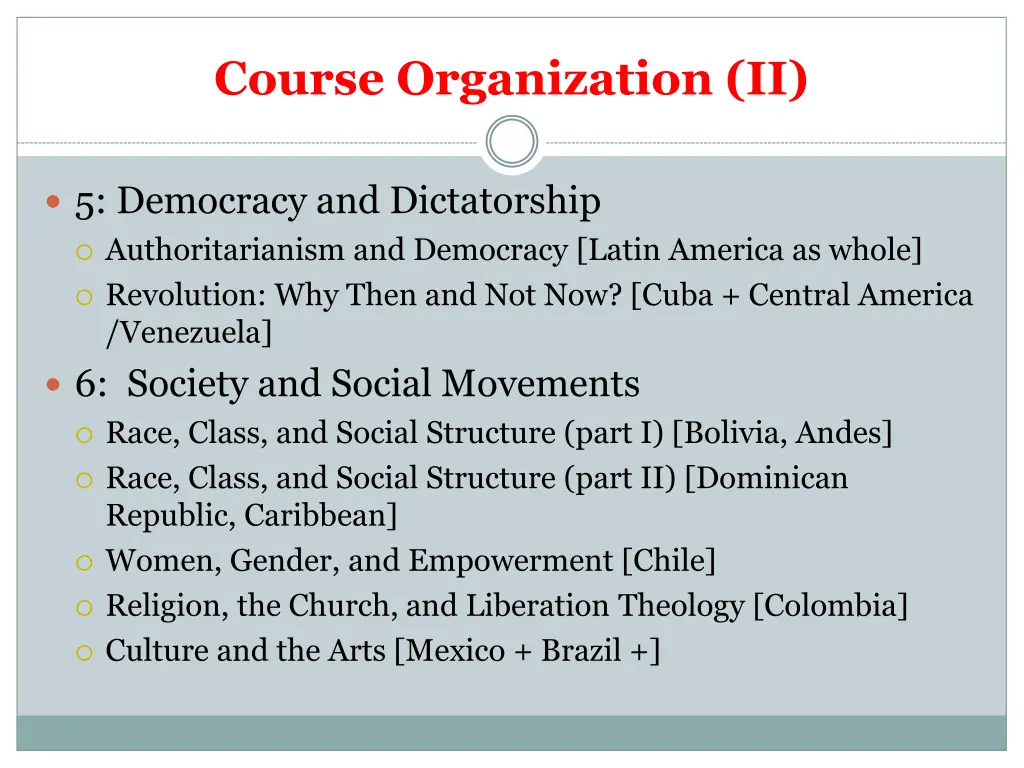 course organization ii