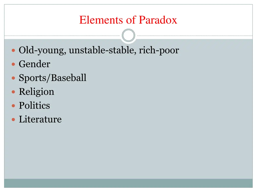 elements of paradox 1