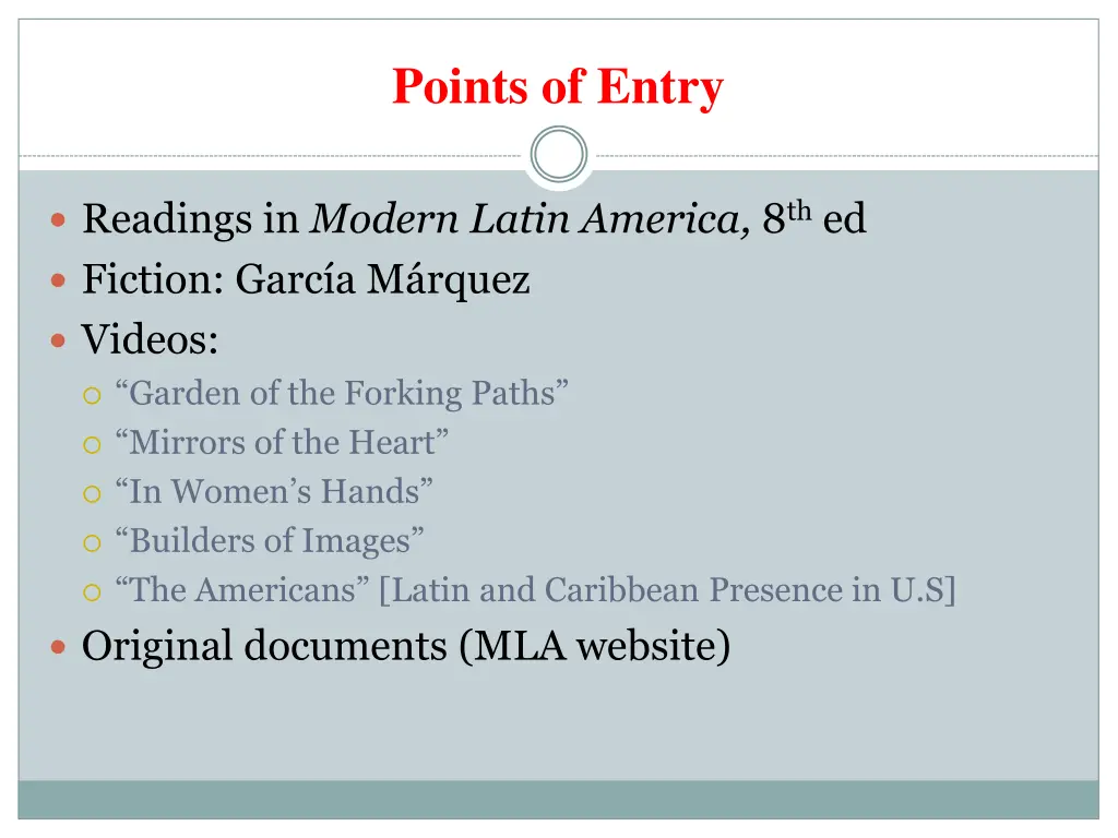 points of entry