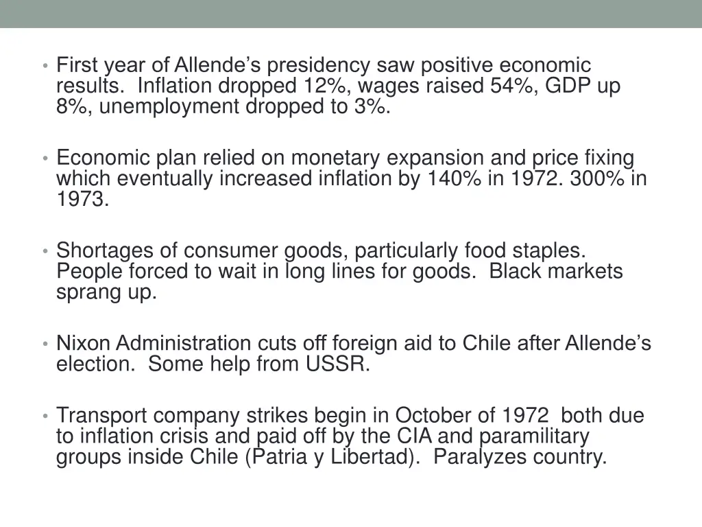 first year of allende s presidency saw positive