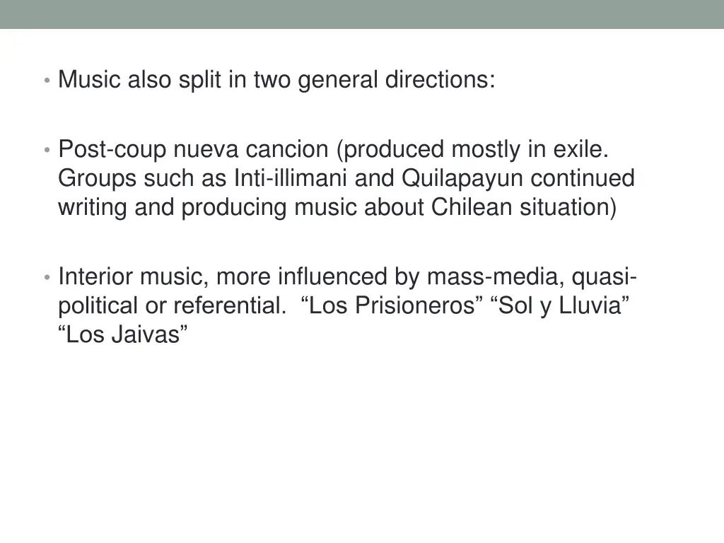 music also split in two general directions