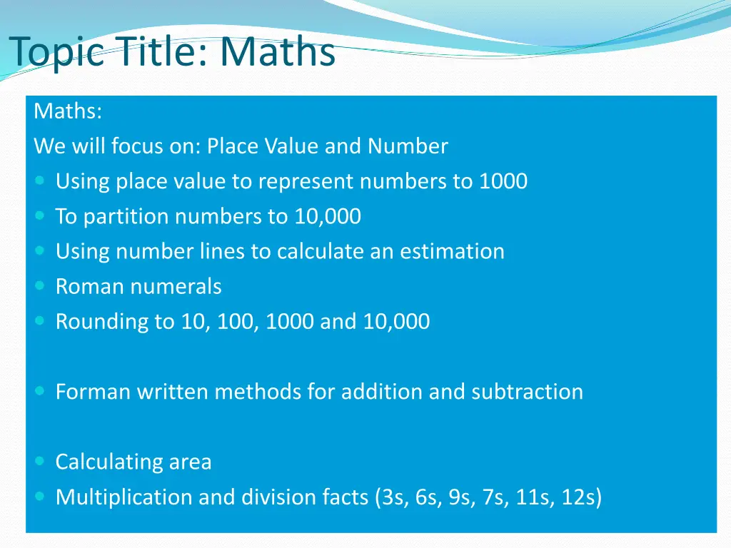 topic title maths