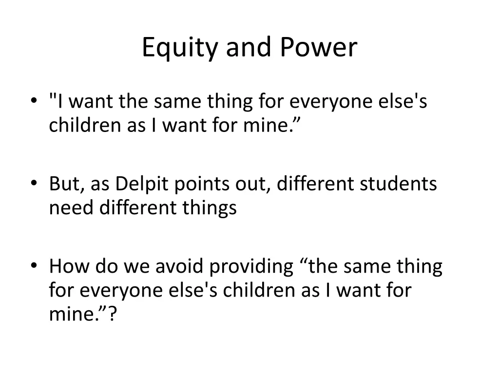 equity and power