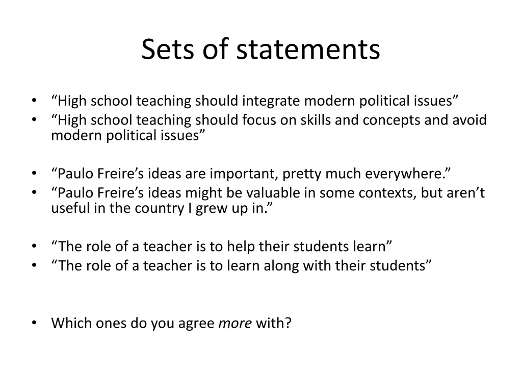 sets of statements