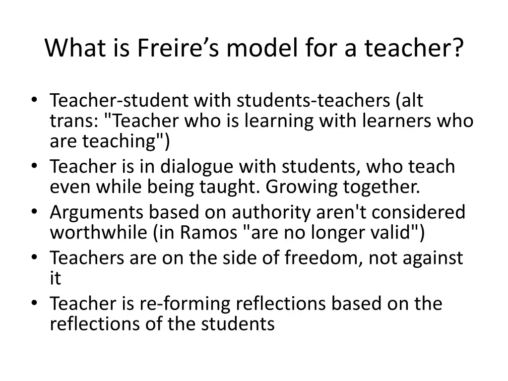 what is freire s model for a teacher 1