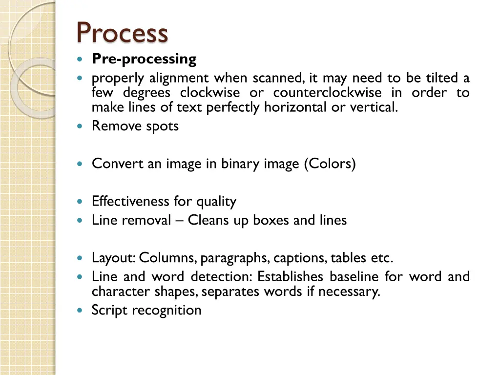 process pre processing properly alignment when