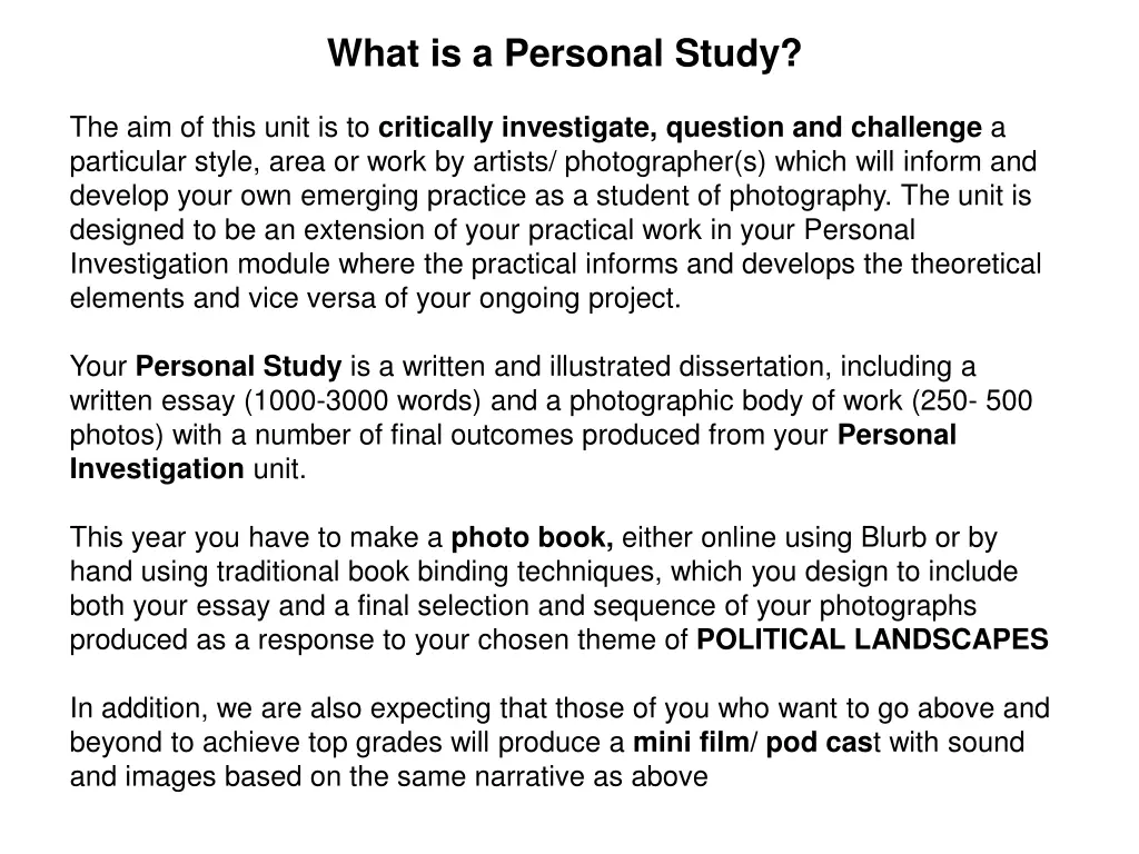 what is a personal study
