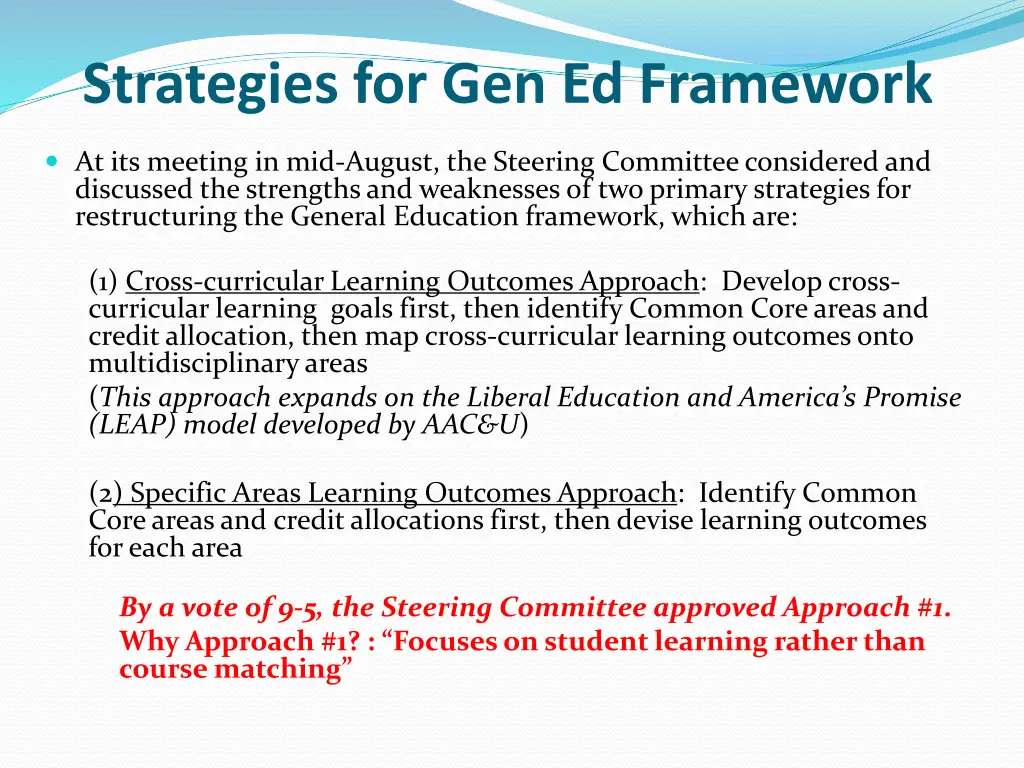 strategies for gen ed framework