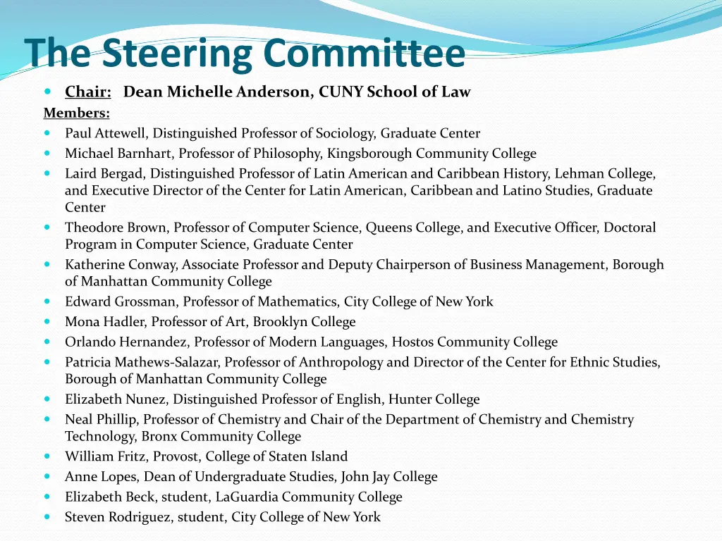 the steering committee chair dean michelle