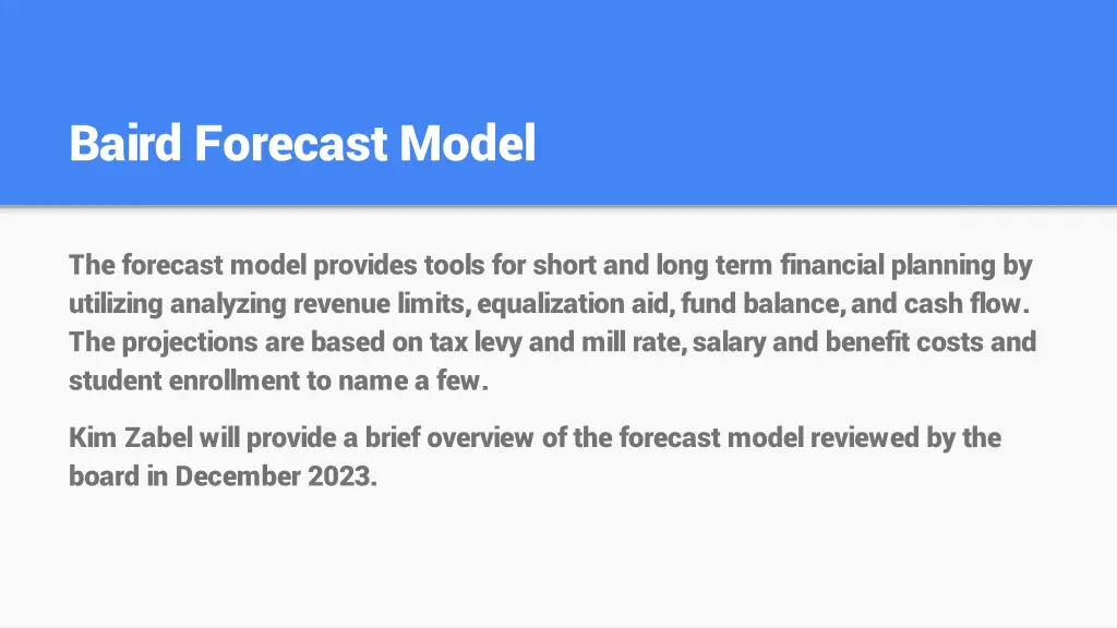 baird forecast model