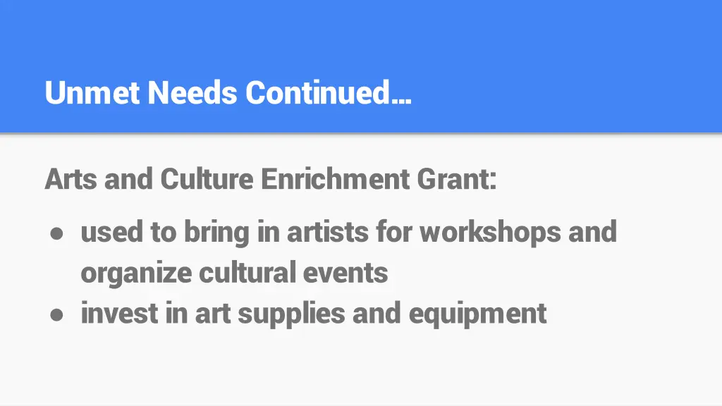 unmet needs continued 5