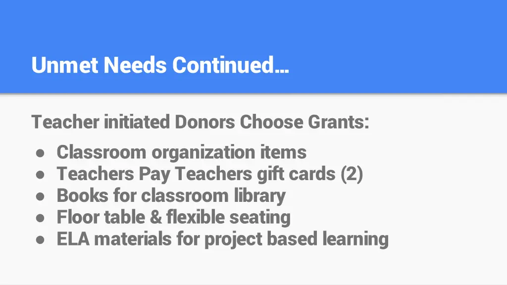 unmet needs continued 9