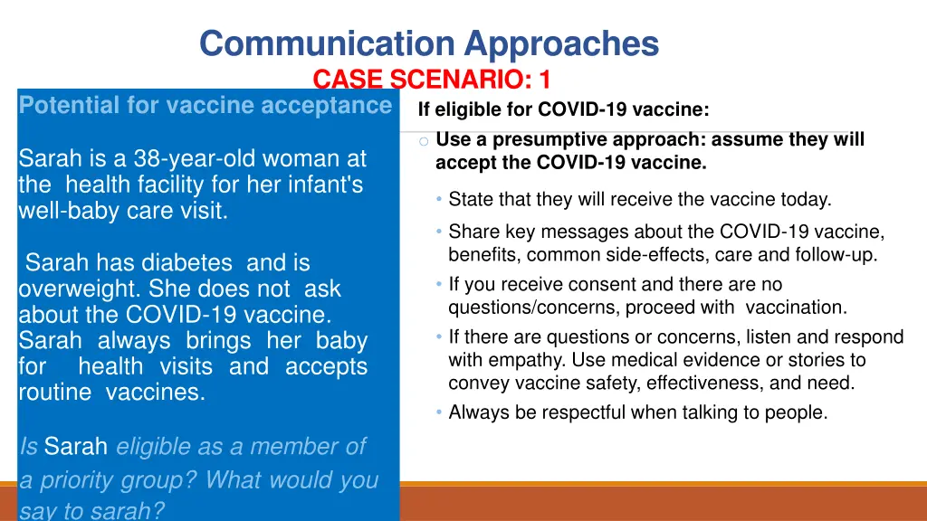 communication approaches case scenario 1