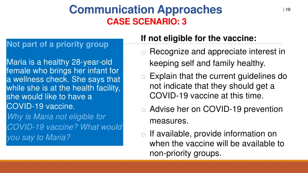 communication approaches case scenario 3
