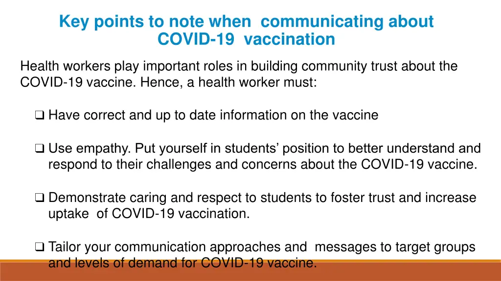 key points to note when communicating about covid