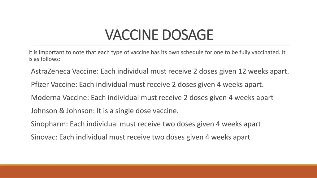 vaccine dosage vaccine dosage