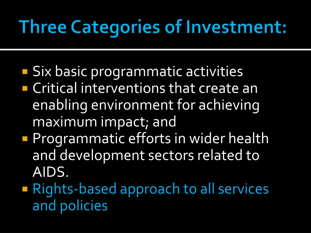 six basic programmatic activities critical