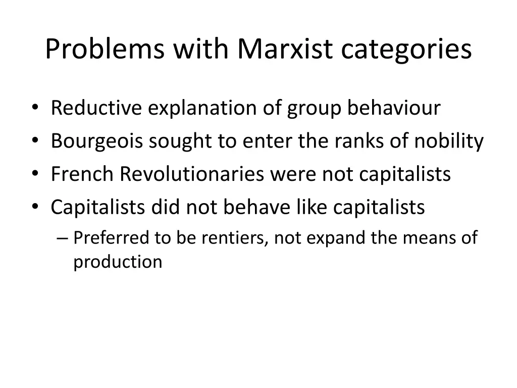 problems with marxist categories