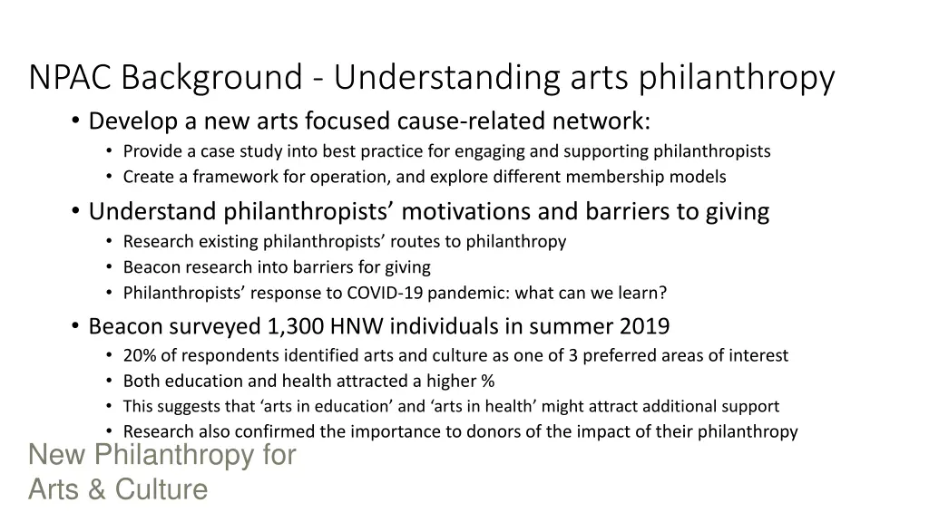 npac background understanding arts philanthropy