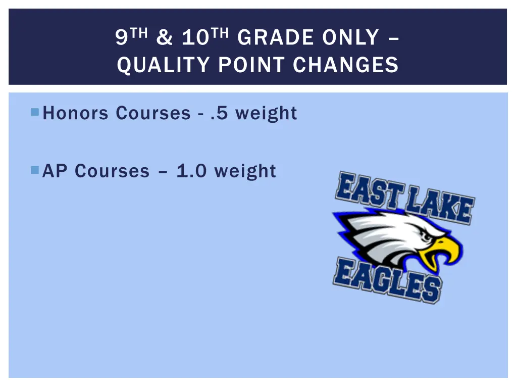 9 th 10 th grade only quality point changes
