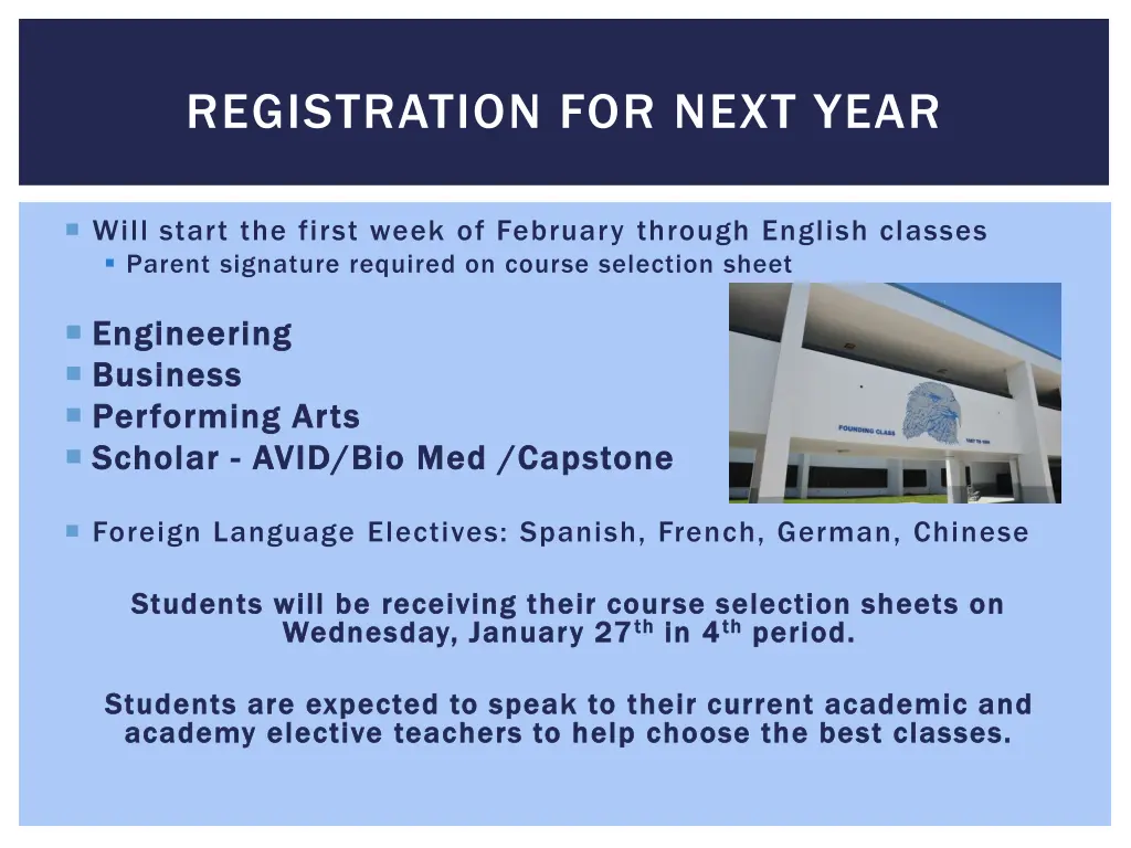 registration for next year
