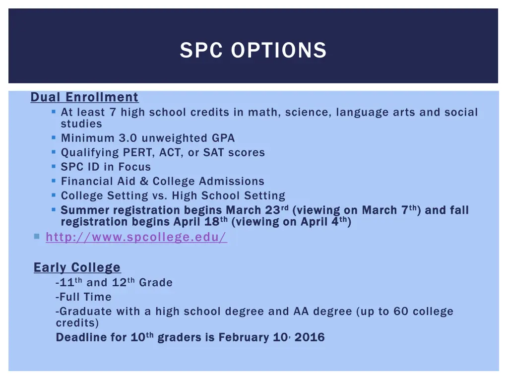 spc options