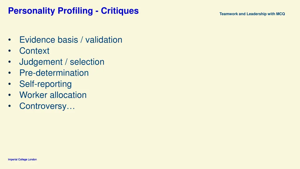 personality profiling critiques