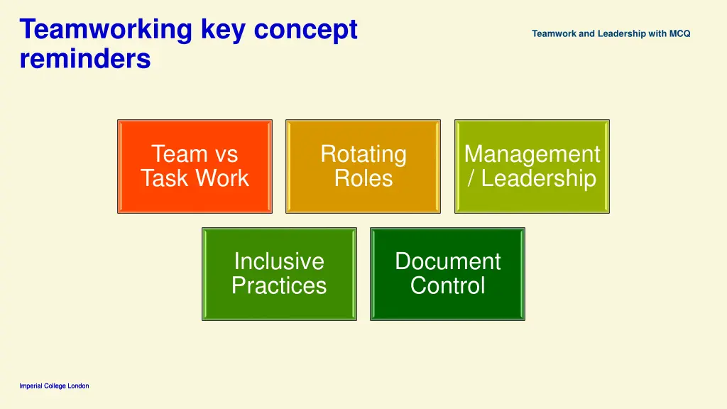 teamworking key concept reminders