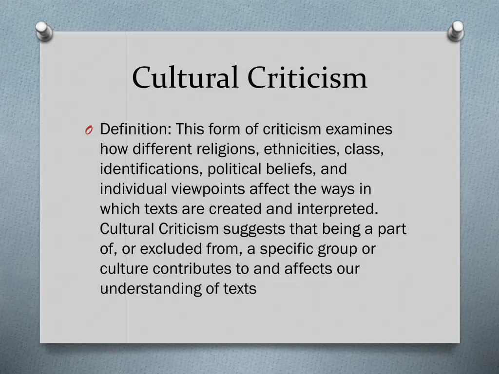 cultural criticism 1