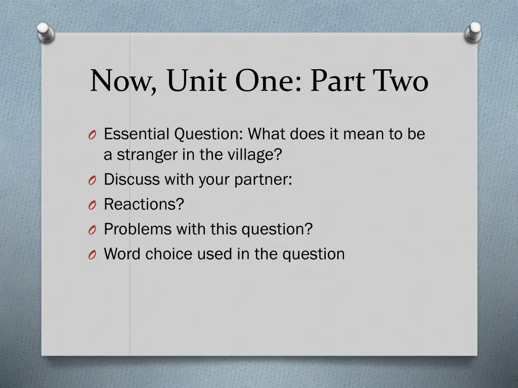 now unit one part two