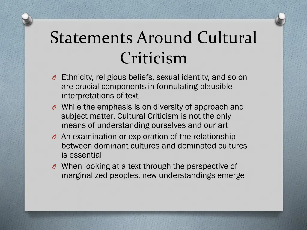 statements around cultural criticism