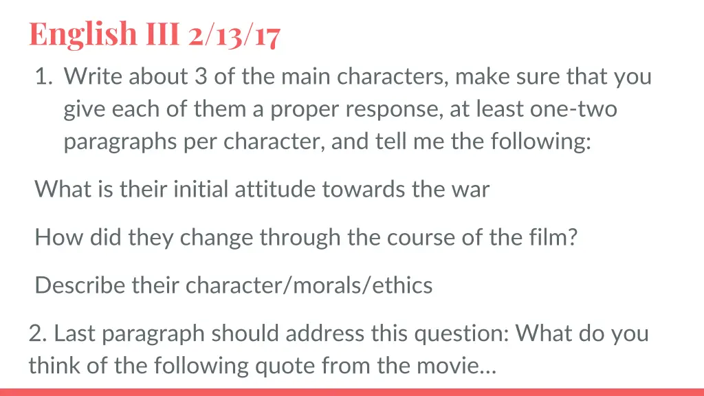 english iii 2 13 17 1 write about 3 of the main