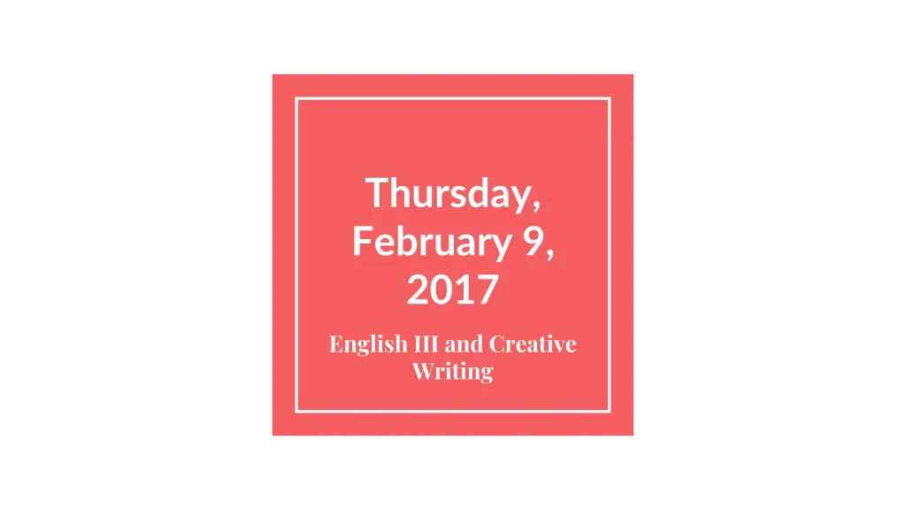 thursday february 9 2017