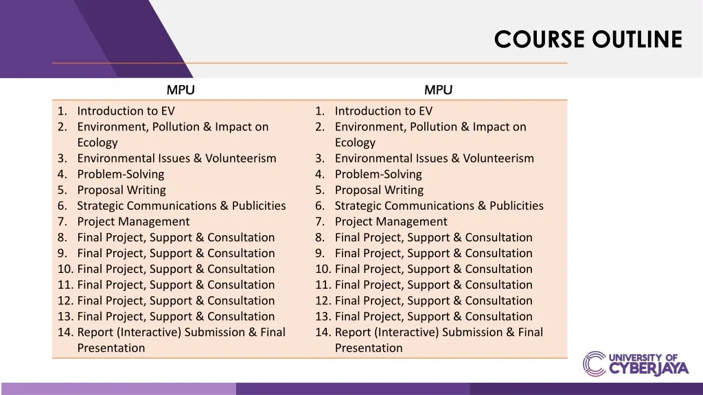 course outline
