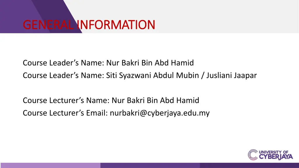 general information general information