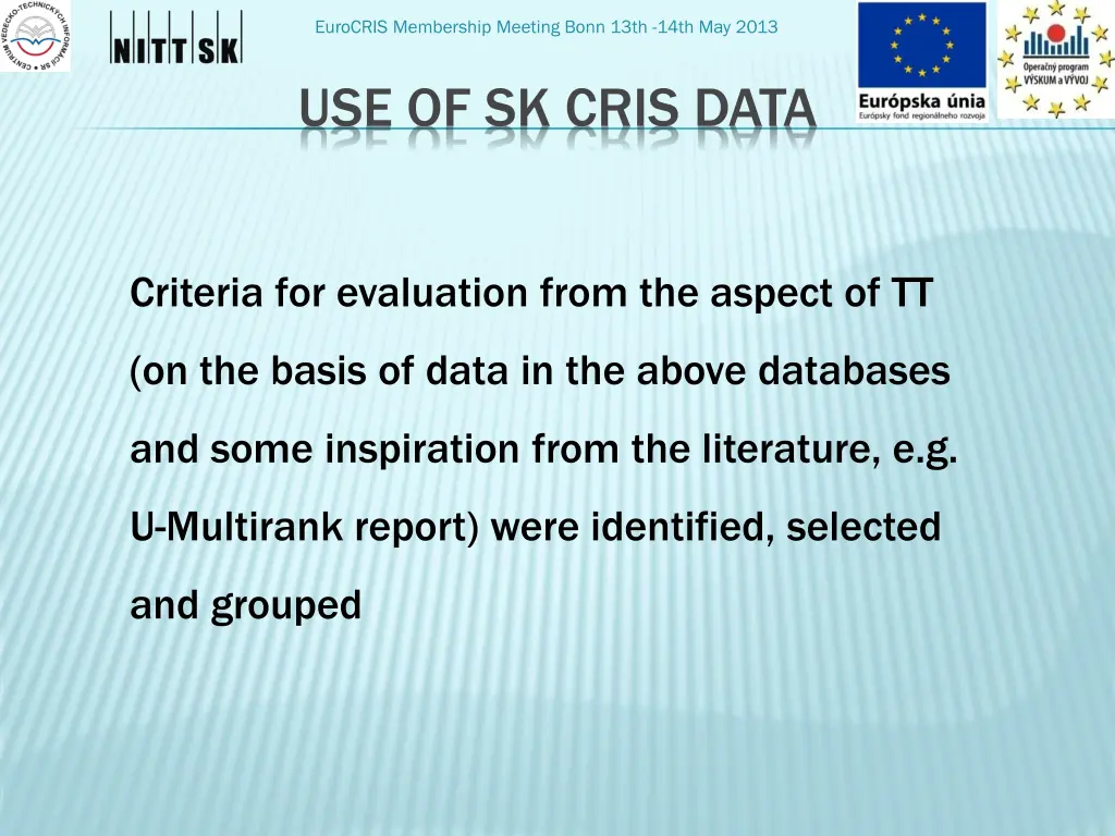 eurocris membership meeting bonn 13th 14th 16