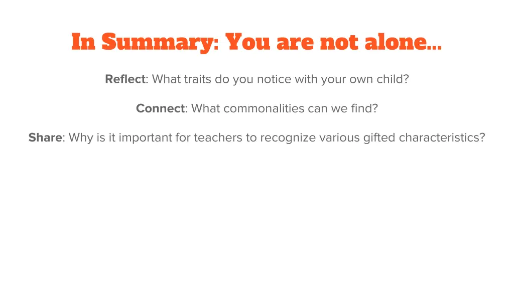 in summary you are not alone