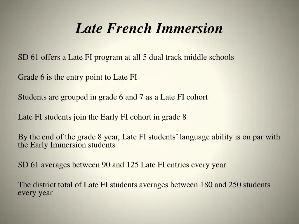 late french immersion