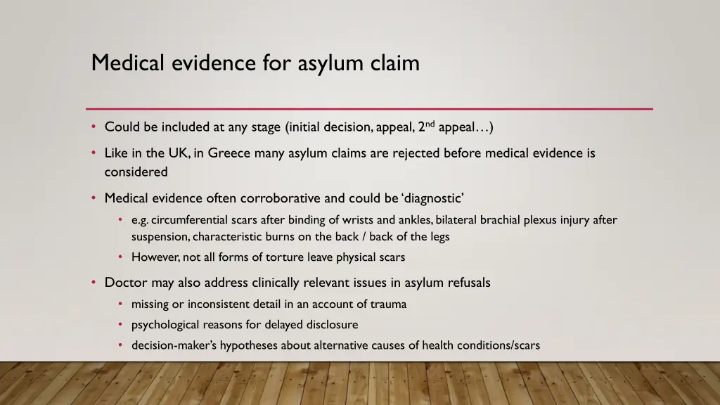 medical evidence for asylum claim