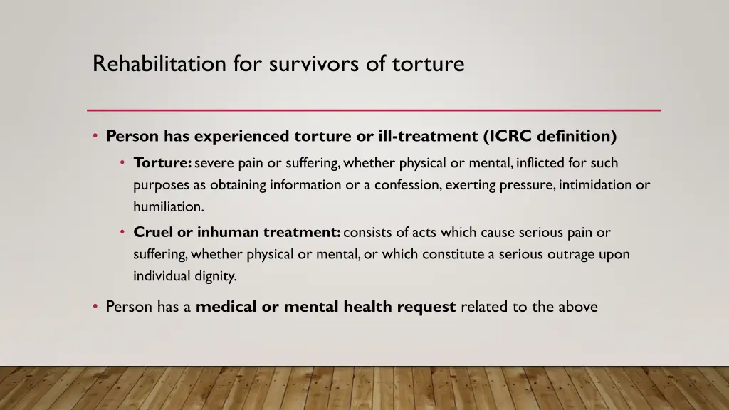 rehabilitation for survivors of torture