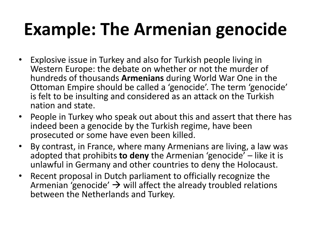 example the armenian genocide