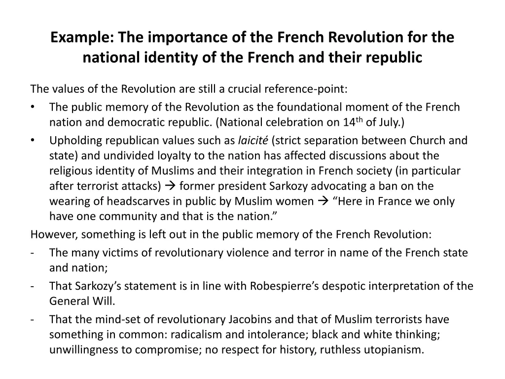example the importance of the french revolution