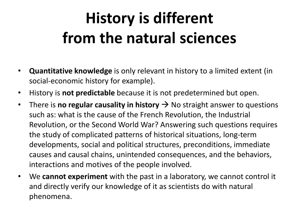 history is different from the natural sciences