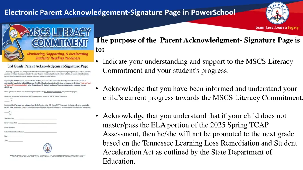 electronic parent acknowledgement signature page