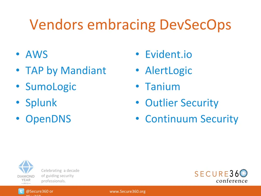 vendors embracing devsecops